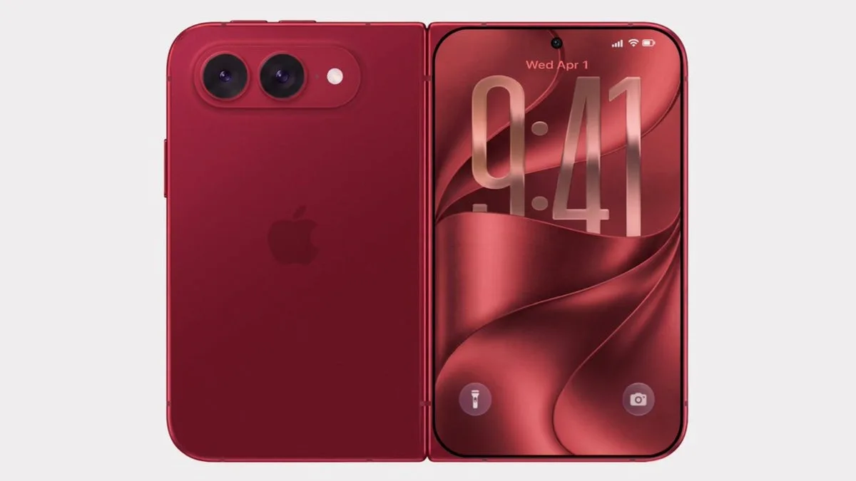 foldable iphone ultra red rendering