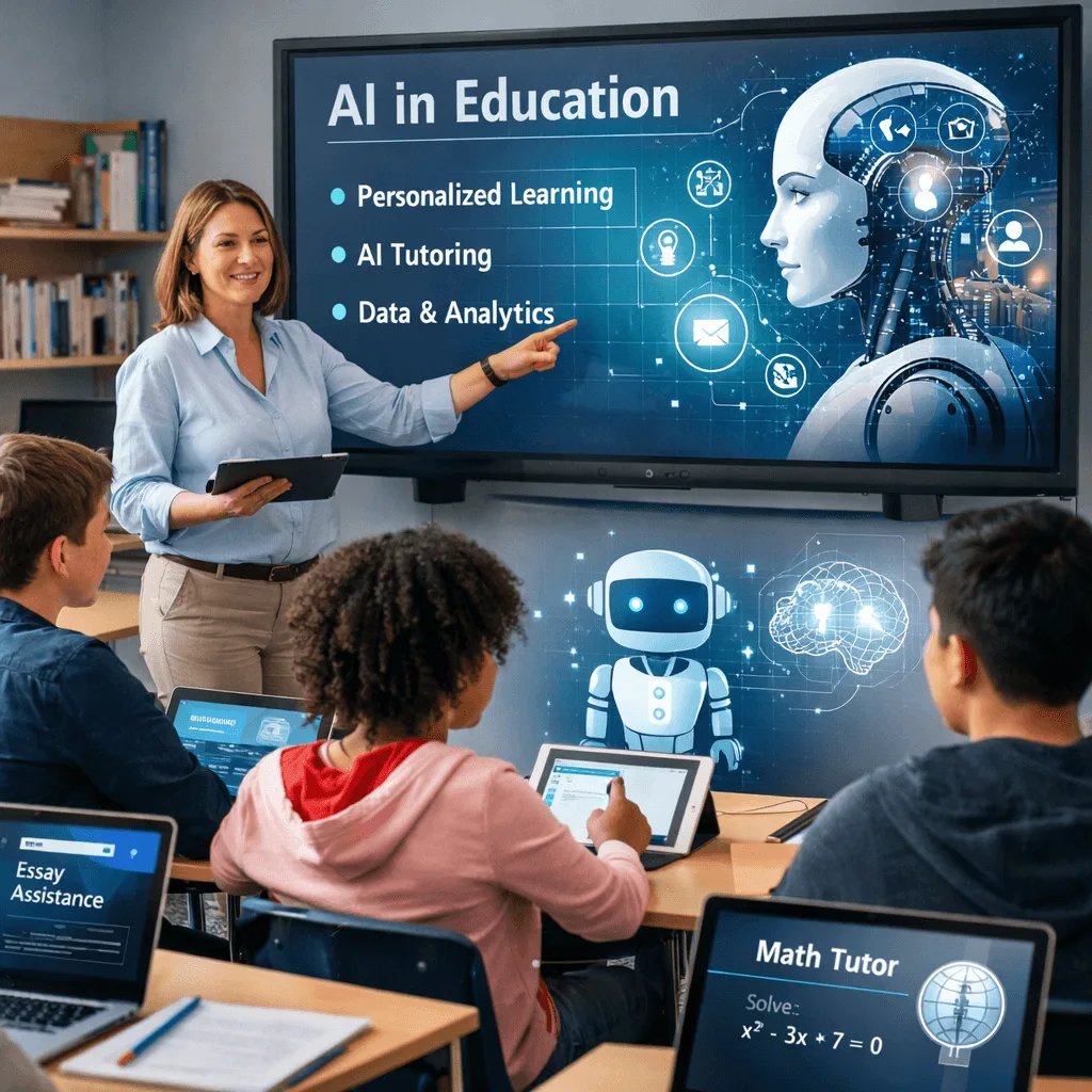student learning math on tablet ai education