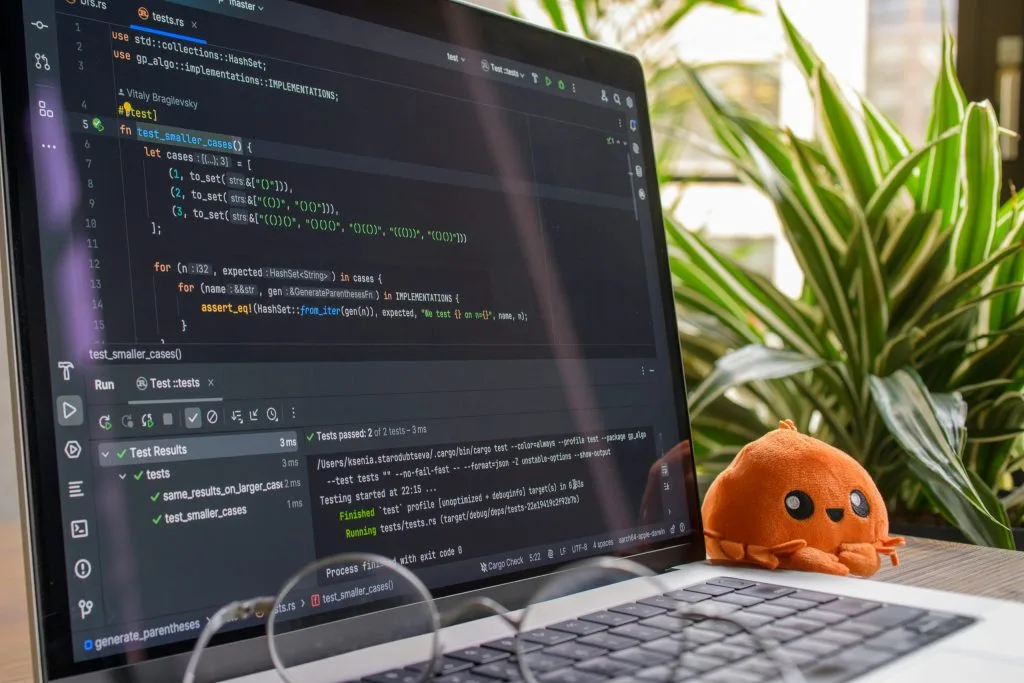 software developer coding test laptop screen