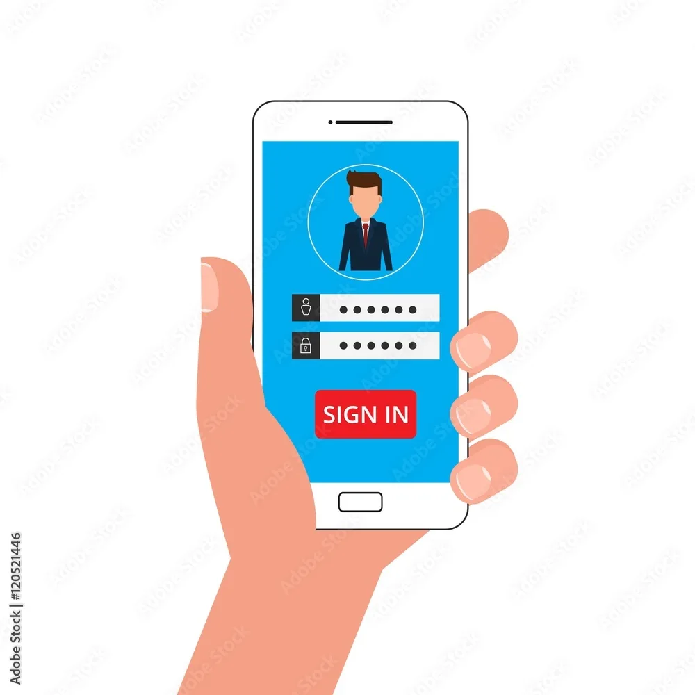 hand holding smartphone creating new email account