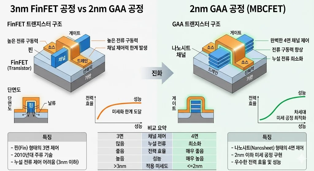 3nm FinFET 공정 vs 2nm GAA 공정